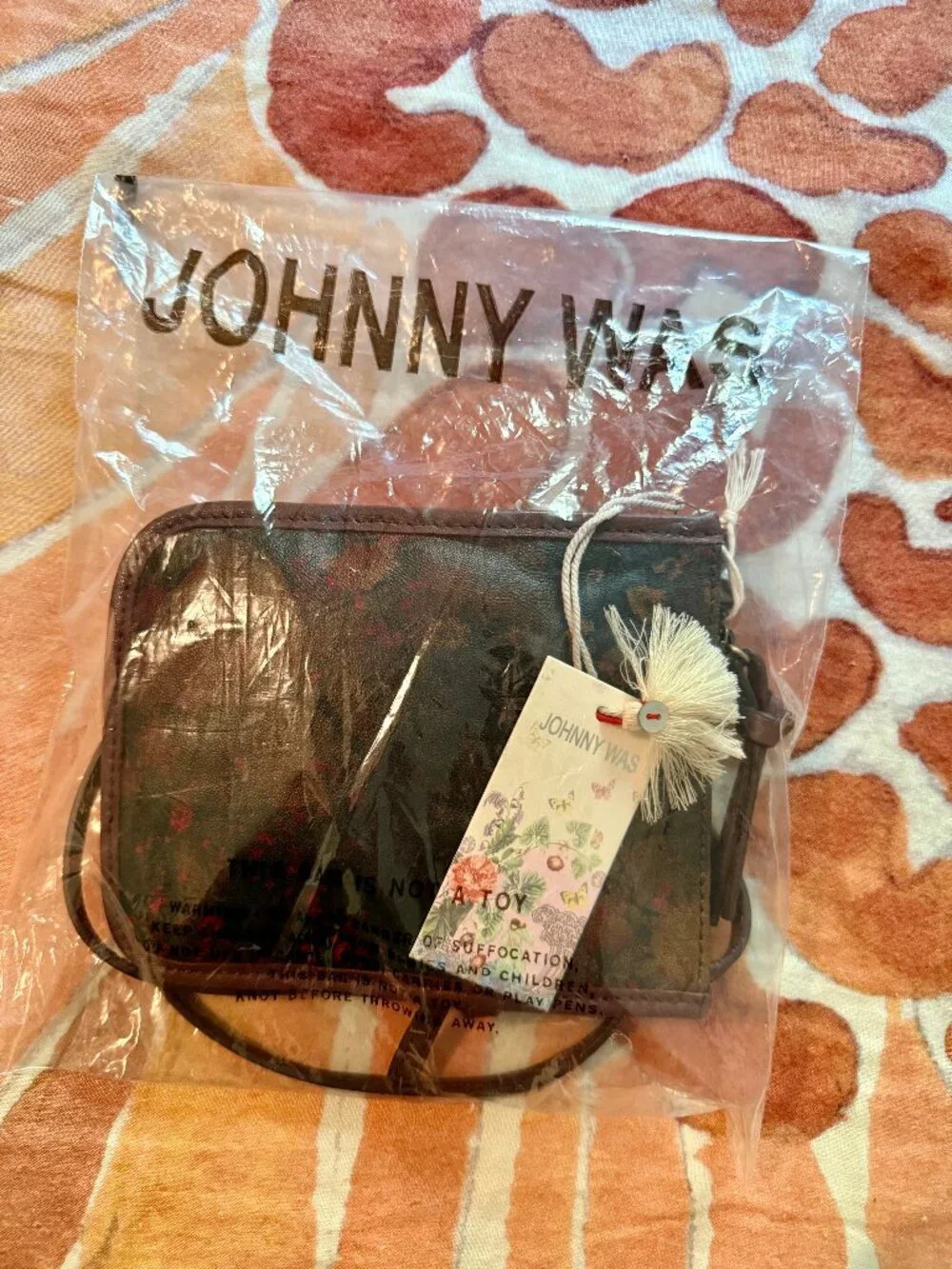 Johnny Was Traviata Italian Leather Cell Phone Mini Bag